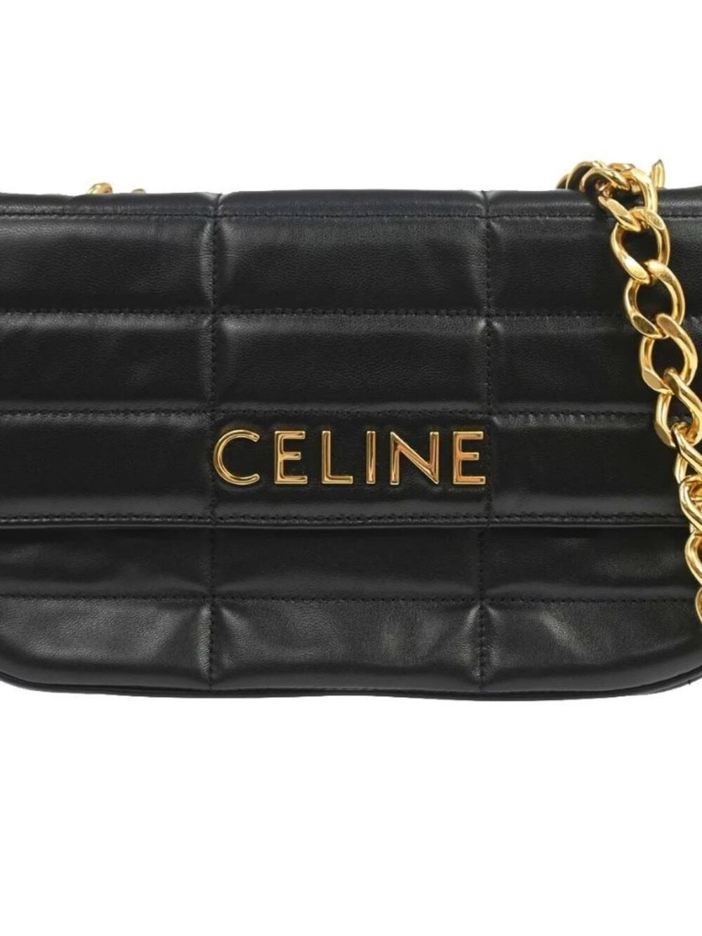 Celine Chain Shoulder Bag Quilted Goatskin Matelasse